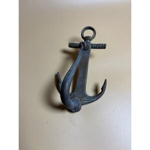 Vintage Solid Brass Nautical Ship Anchor Door Knocker, Patina Maritime Decor